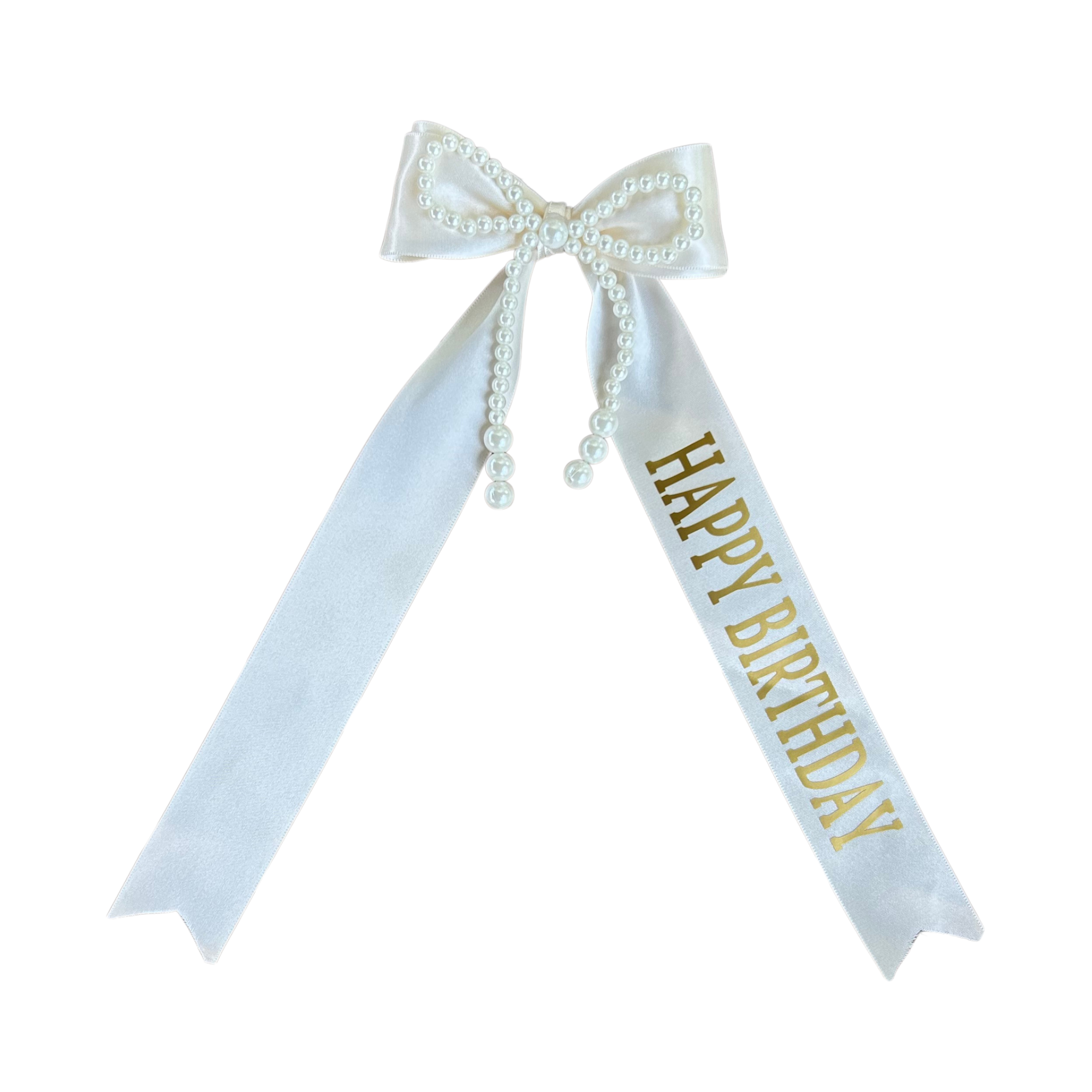 Pearl and Satin Bow with Customized Message