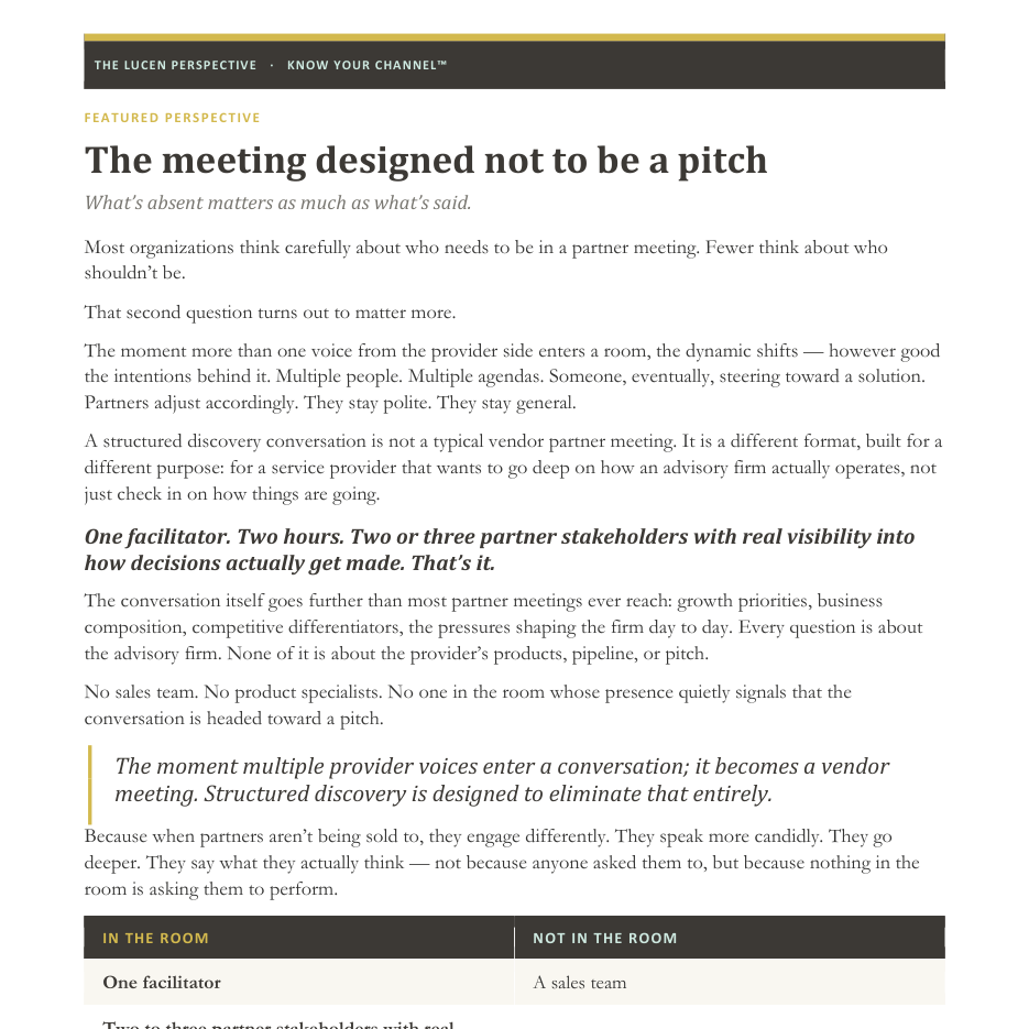 The meeting designed not to be a pitch