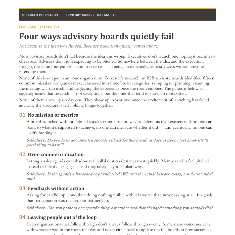 Four ways advisory boards quietly fail