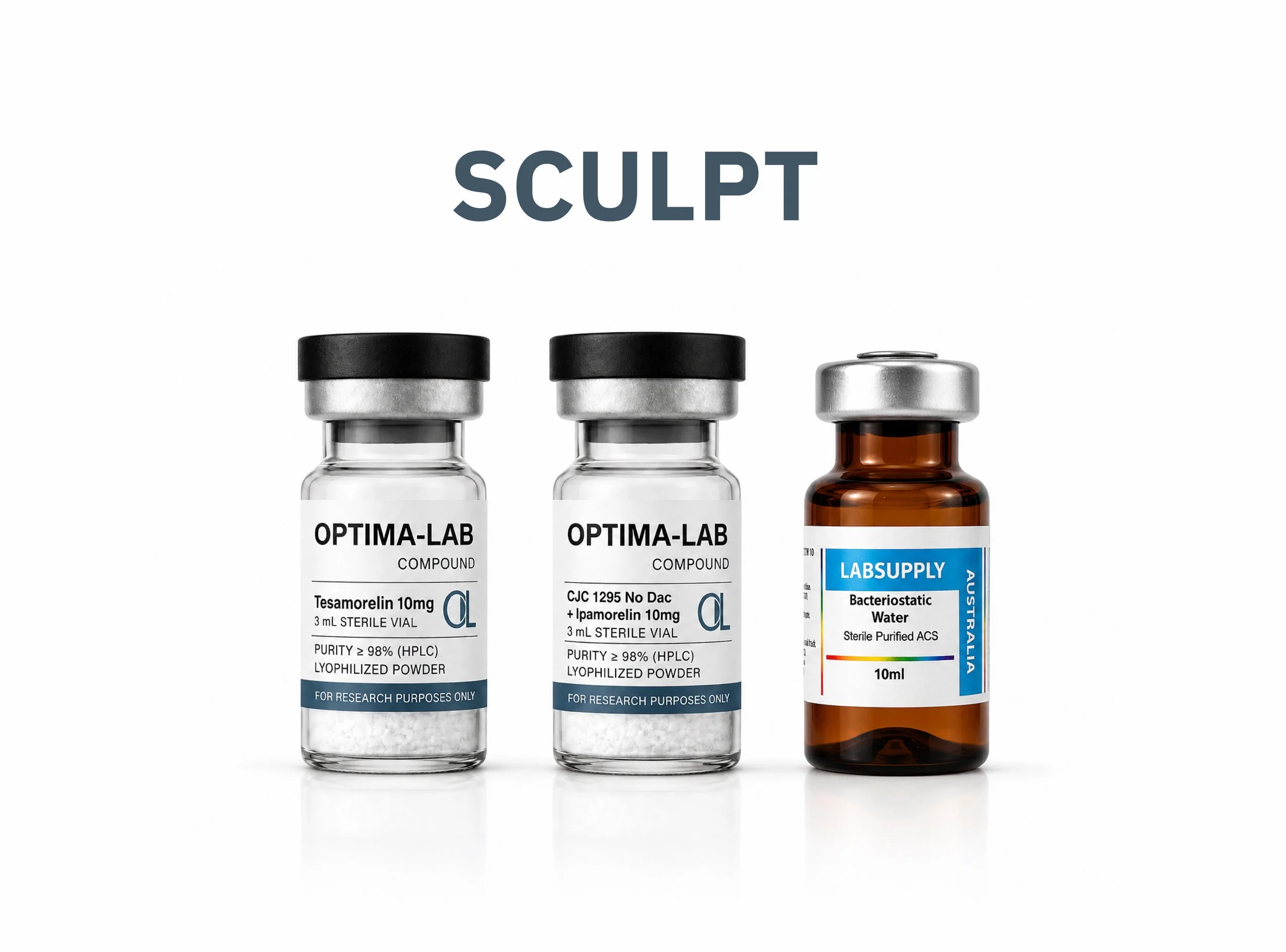 Build Lean. Burn Fat Stack Tesamorelin 10mg, CJC 10mg +  FREE Bac water