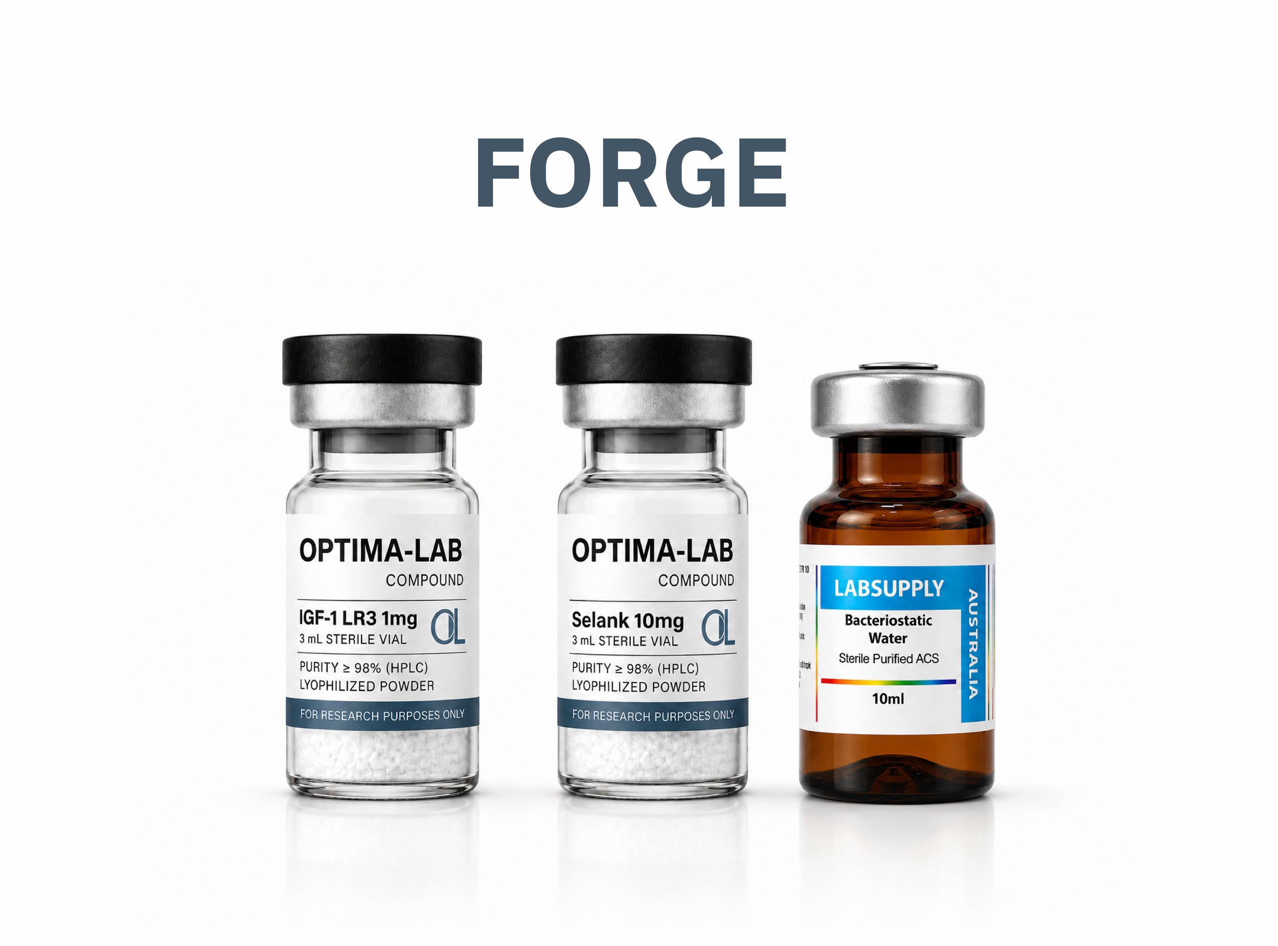 Build. Recover. Grow. Stack IGF-1 LR3 1mg, Selank 10mg, + FREE Bac water