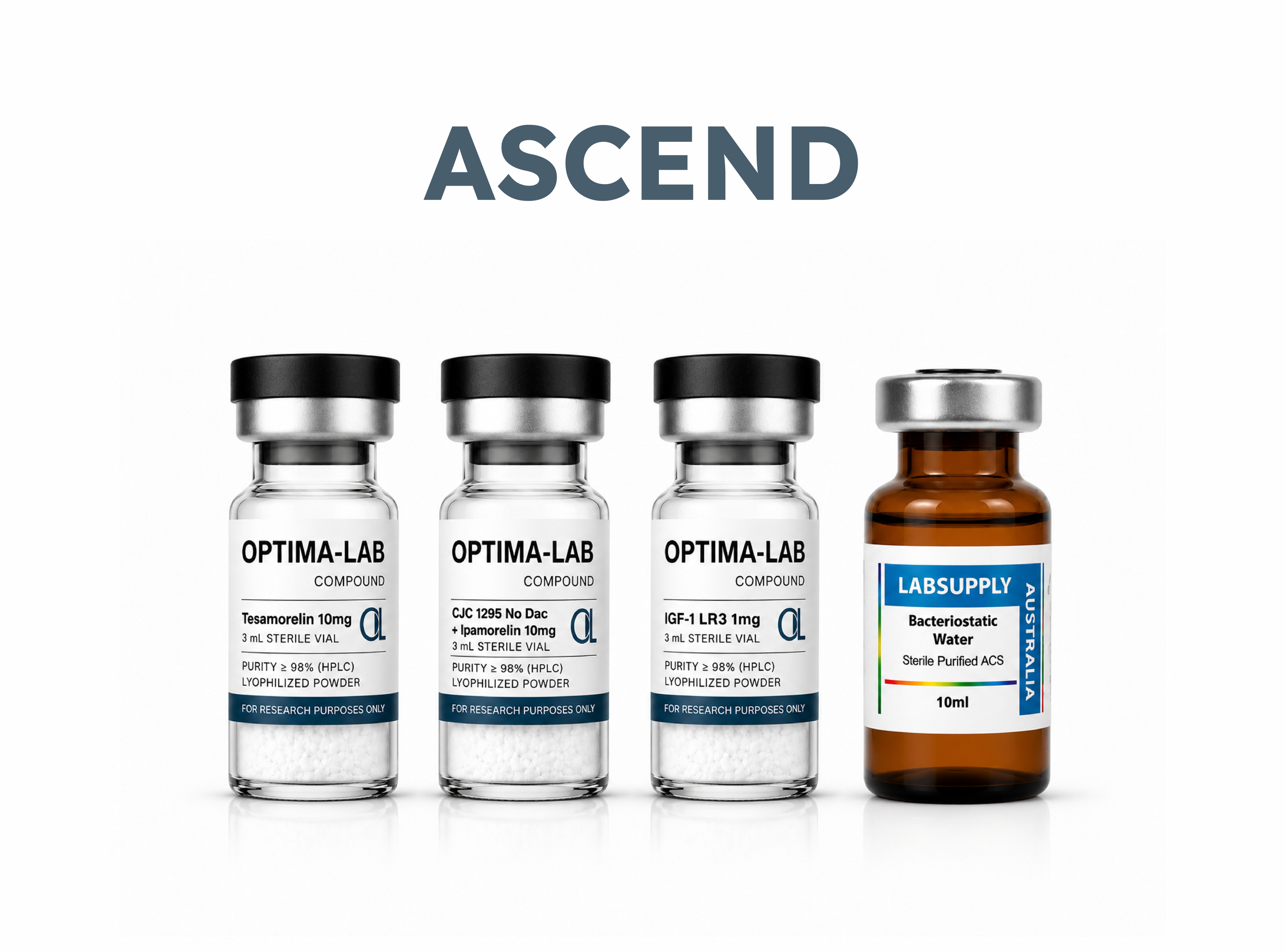 Grow Stronger. Recover Faster. Perform Better Stacks Tesamorelin 10mg, CJC 10mg, IGF-1 LR3 1mg + FREE Bac water