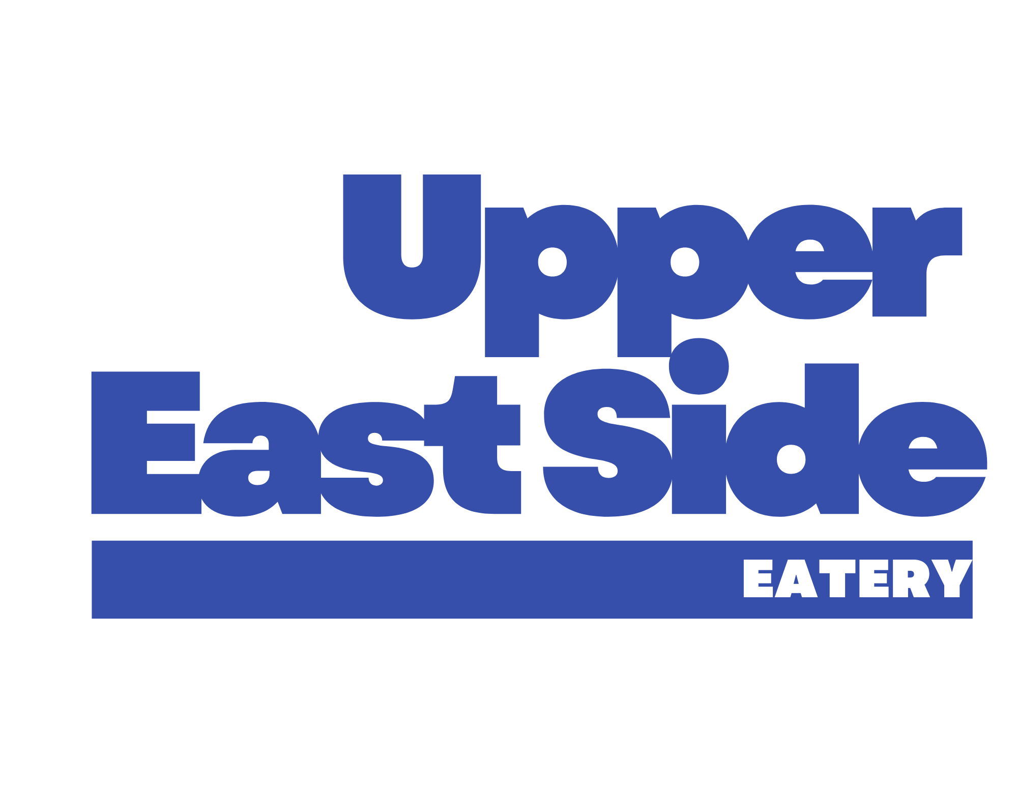 Blue and black sign with white text that reads: "Better, Faster, Easier, EATERY".