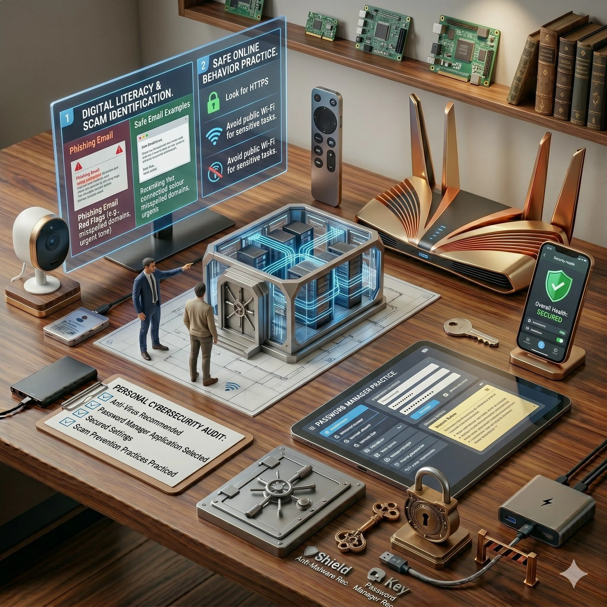 scams, safe online behaviour, password management, digital security practices.