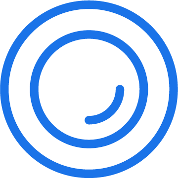 Blue wireless signal icon with sound waves radiating outward.