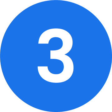 Blue circular icon with the number three in white.