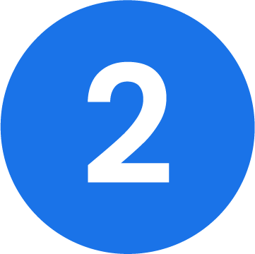 Blue circular icon with the number 2 in white font