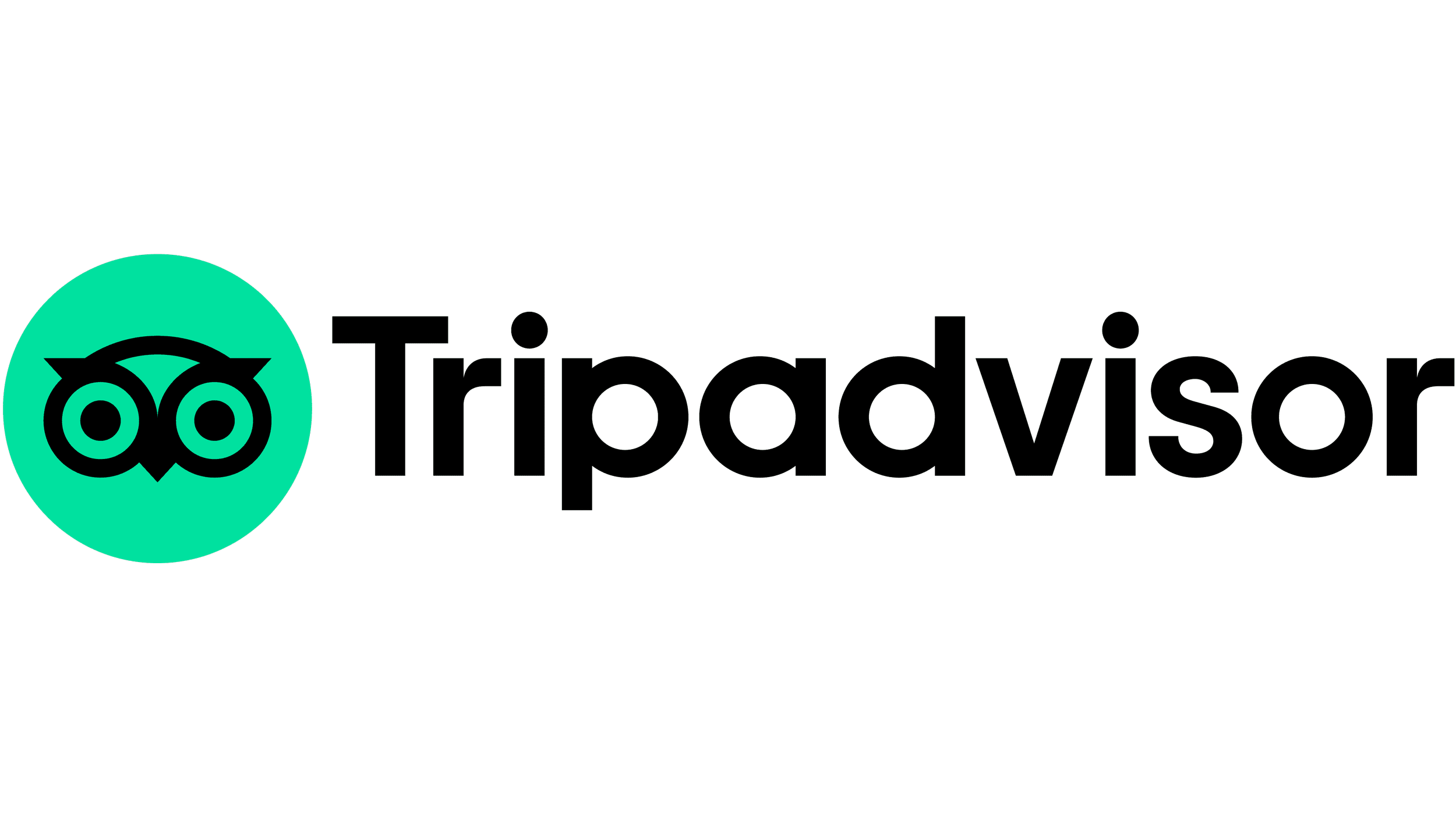 Logotipo de Tripadvisor con un icono de búho y texto negro