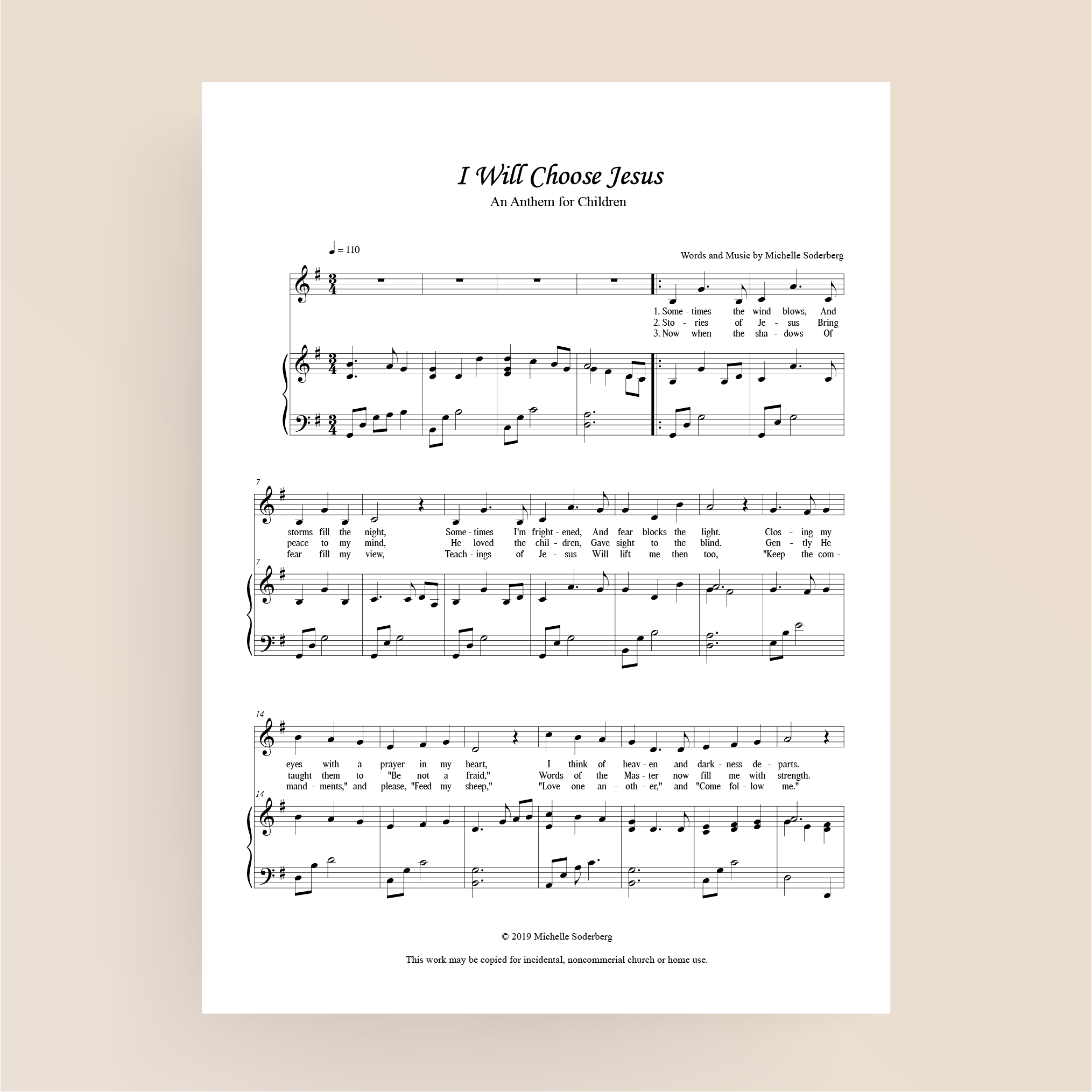 I Will Choose Jesus Sheet Music