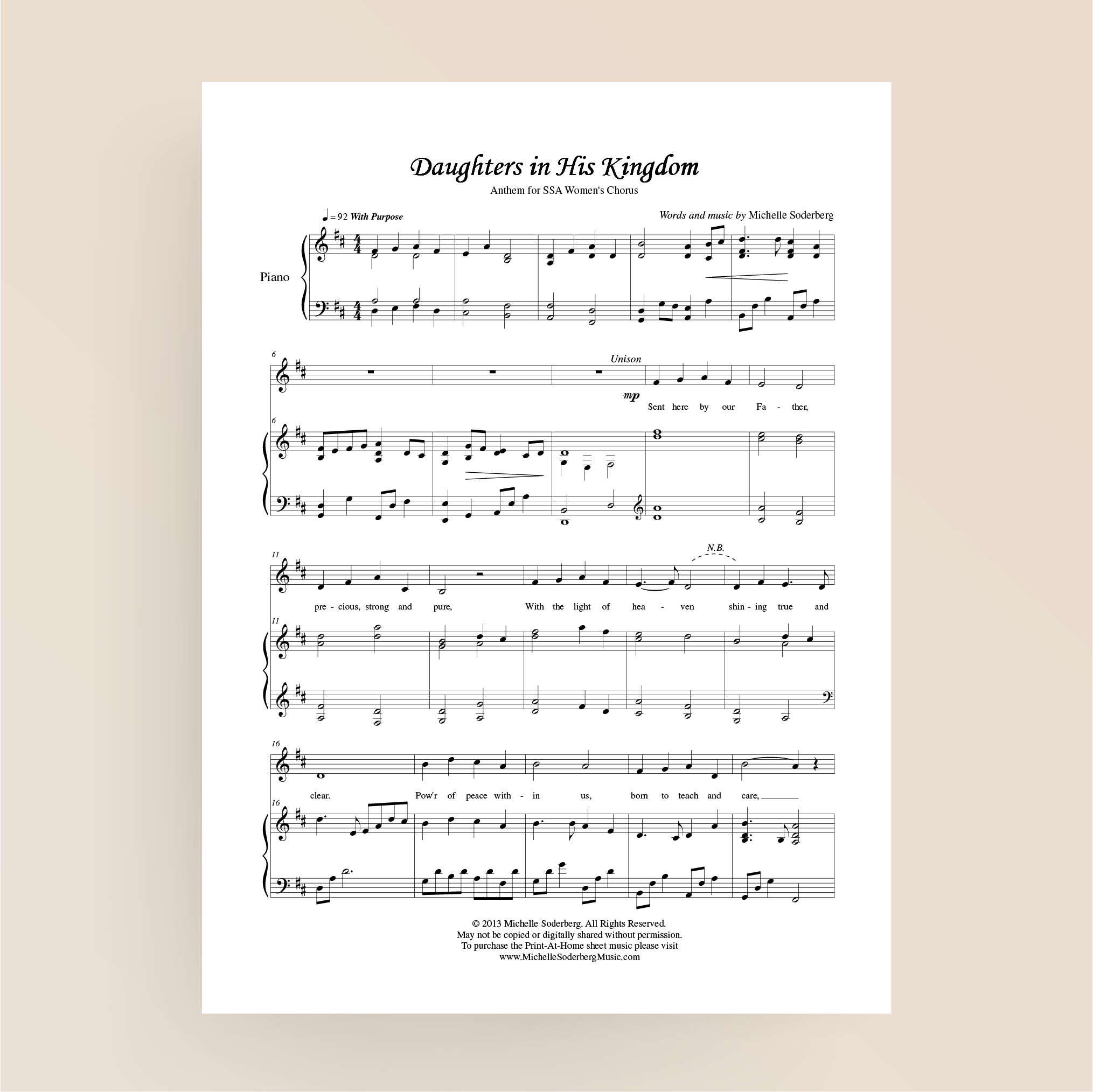 Daughters in His Kingdom Sheet Music