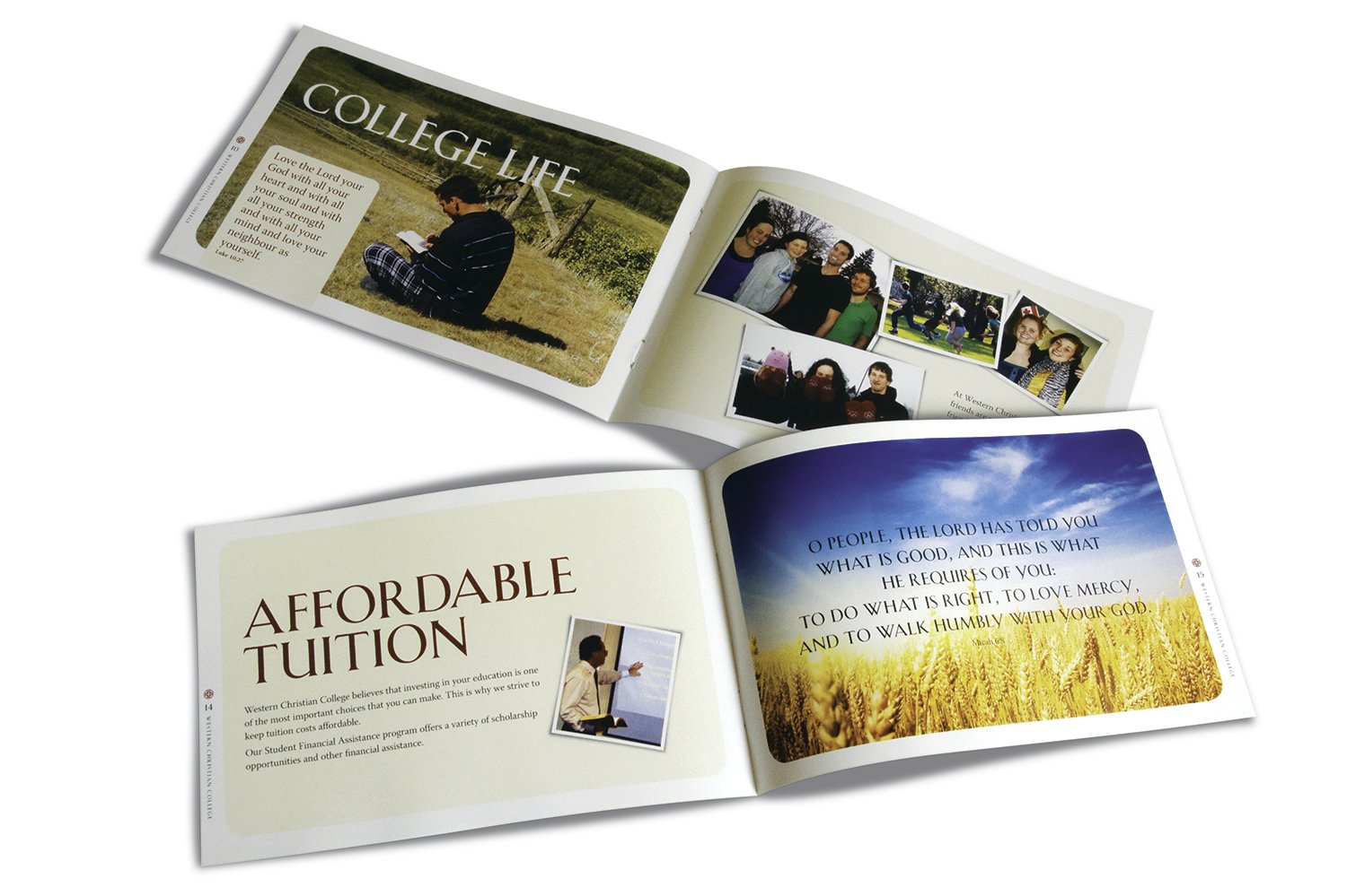 Employer: Emerson Design, Western Christian College recruitment brochure (print)