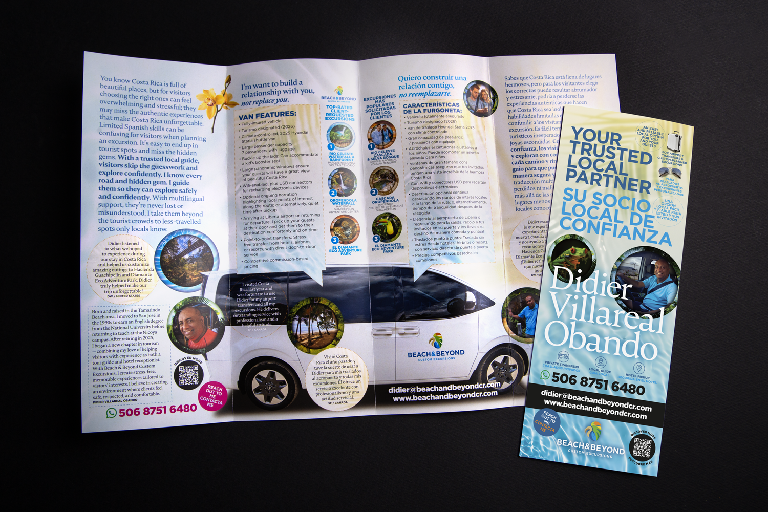 Beach & Beyond Custom Excursions bilingual B2B brochure