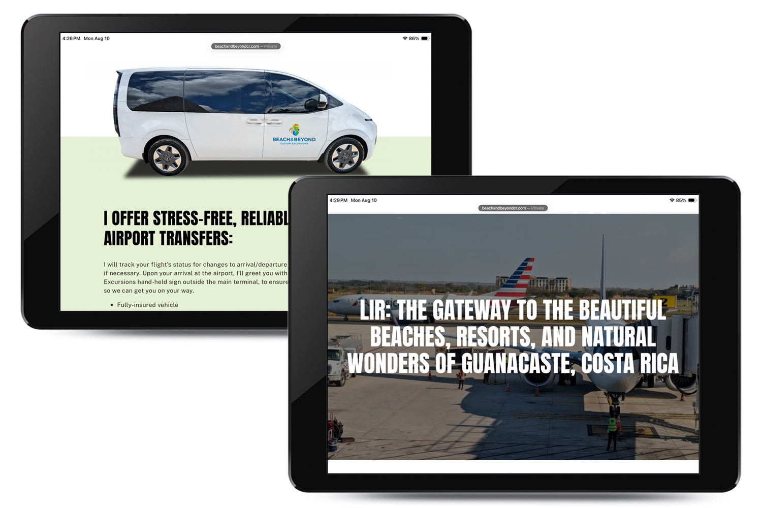 Beach & Beyond Custom Excursions website  / Production: Pixel Plus, Viper Tech