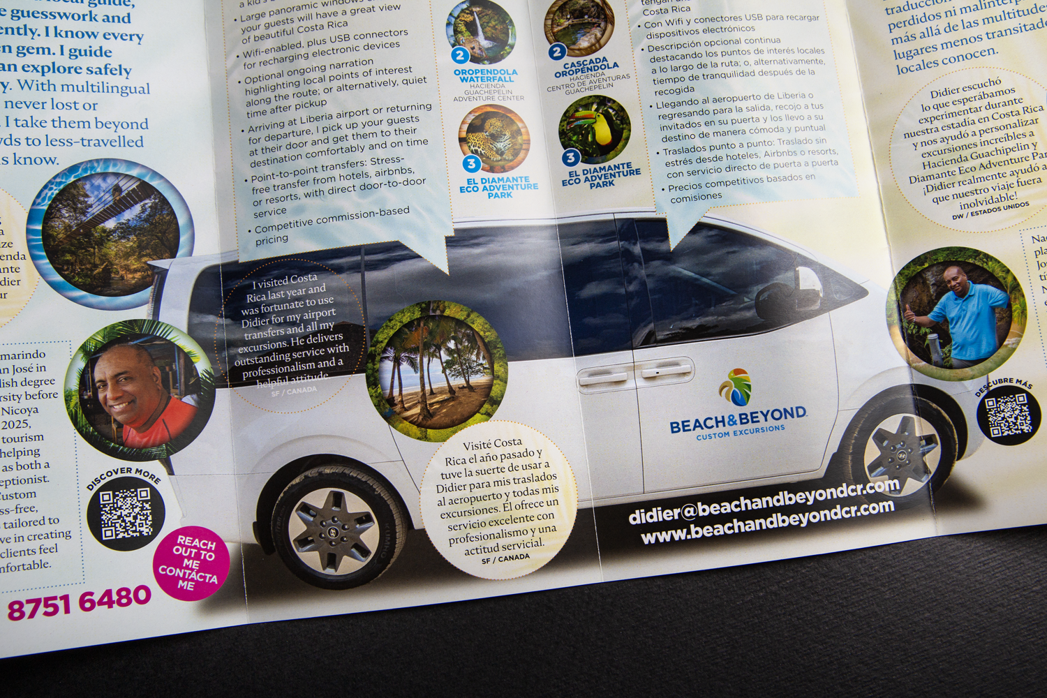 Beach & Beyond Custom Excursions bilingual B2B brochure