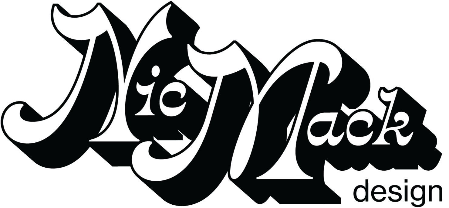 The logo for NicyMac design in black and white with stylized, cursive lettering.