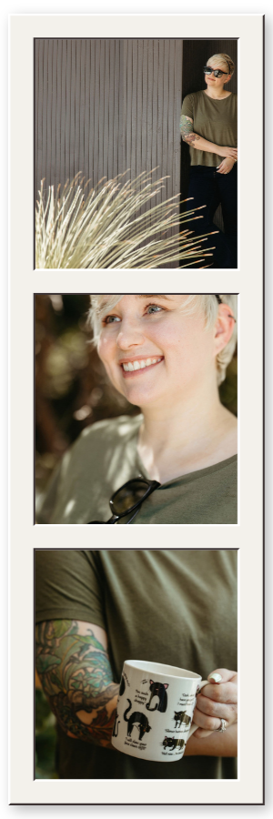 Three-panel collage of photos of Lauren Abbott, therapist in Orange County, CA.