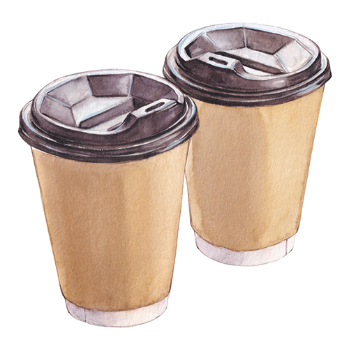 To-go coffee cups decorative graphic.