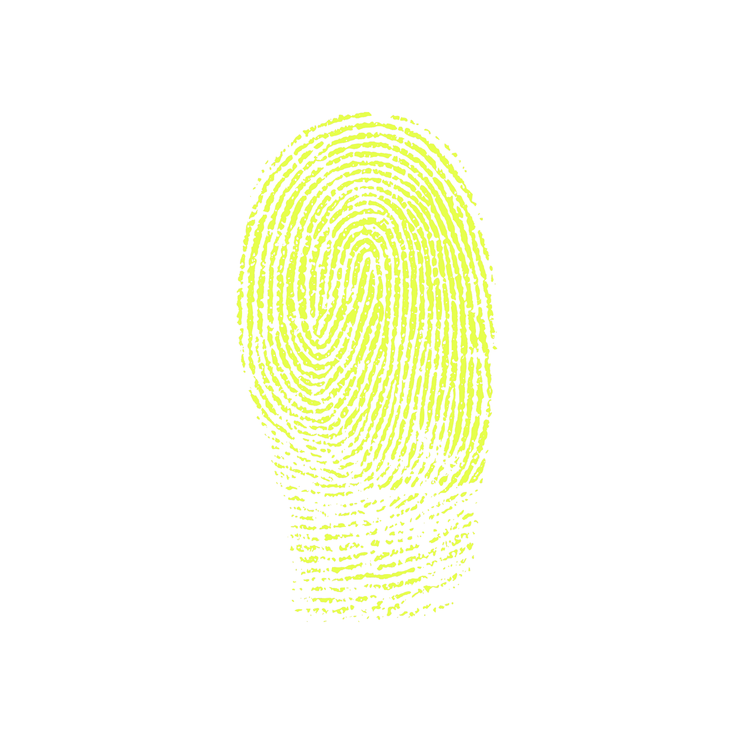 A yellow fingerprint on a black background.