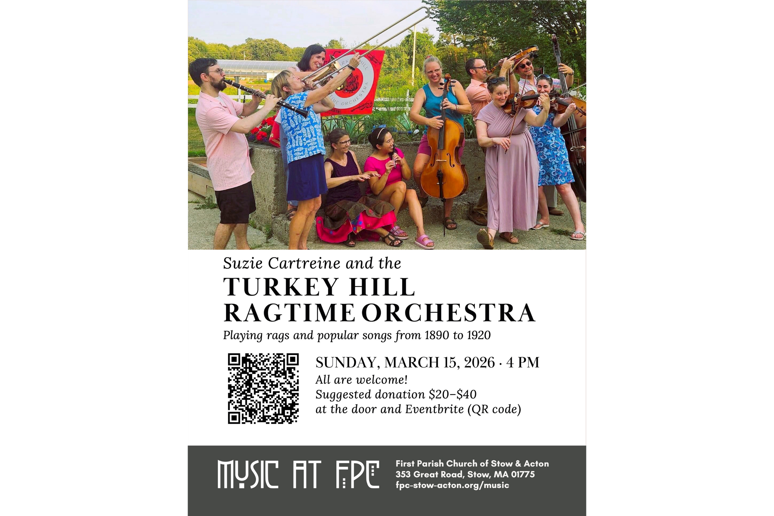 Music at FPC presents Suzie Cartreine and the Turkey Hill Ragtime Orchestra