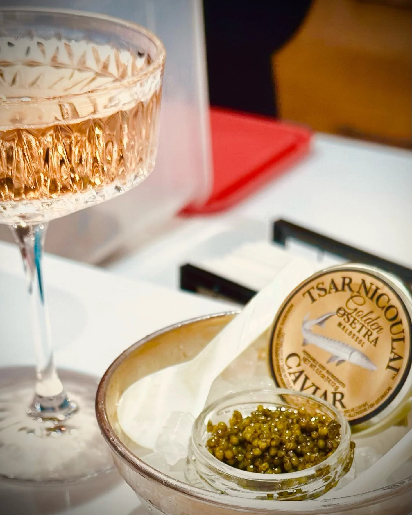 TSAR NICOULAI CAVIAR, this is the Golden Osetra produced at their Greek farm. Medium bead, soft texture, golden color, buttery flavor .  We went to the Tsar Nicolai Cafe for a truly delightful experience ❤️ @therealtsarnicoulai  #caviar #myfavoriteth