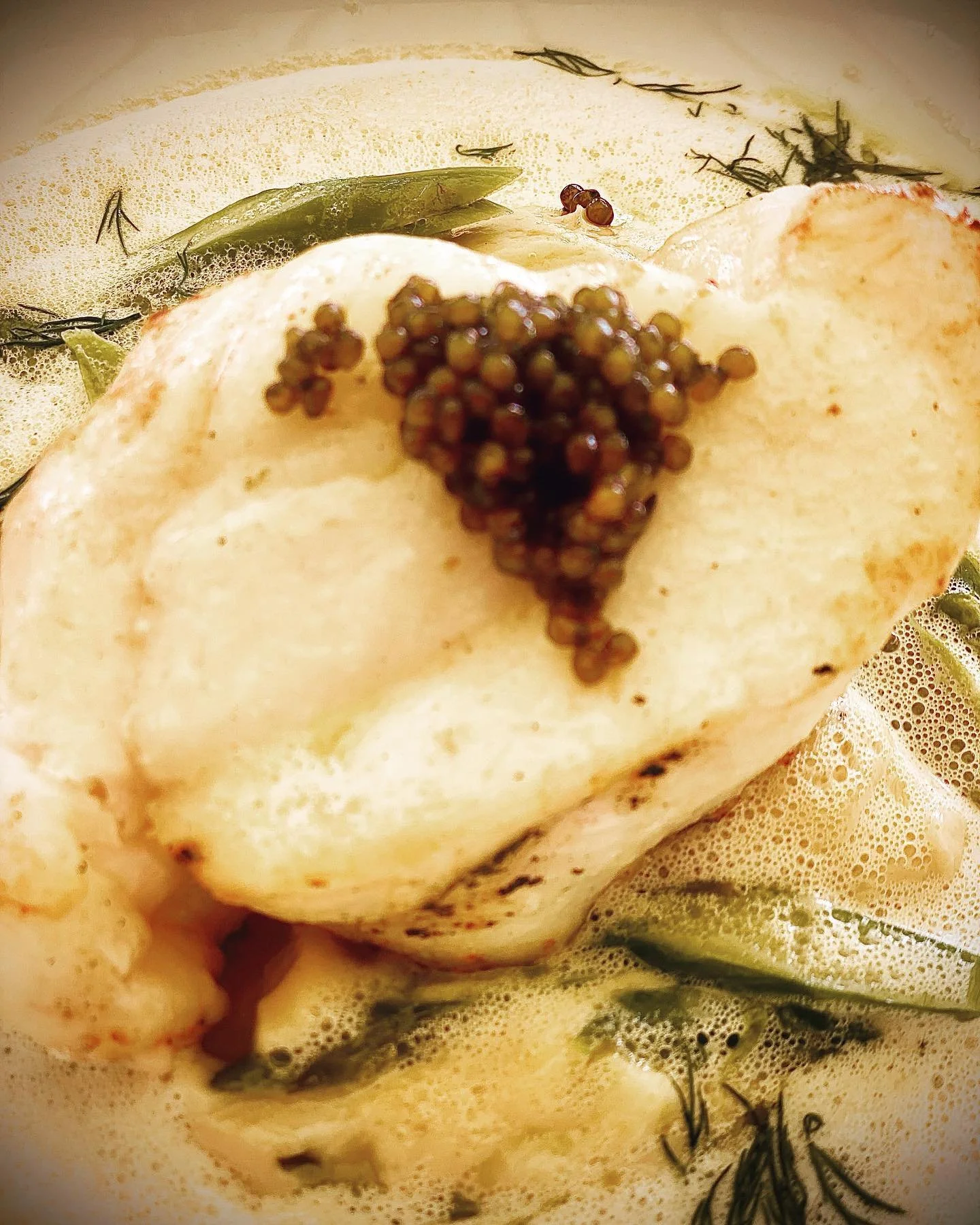 Icelandic cod served with DAURENKI TSAR IMPERIAL caviar @thethiefoslo #cavier #ttavel #oslo #coolhotels
