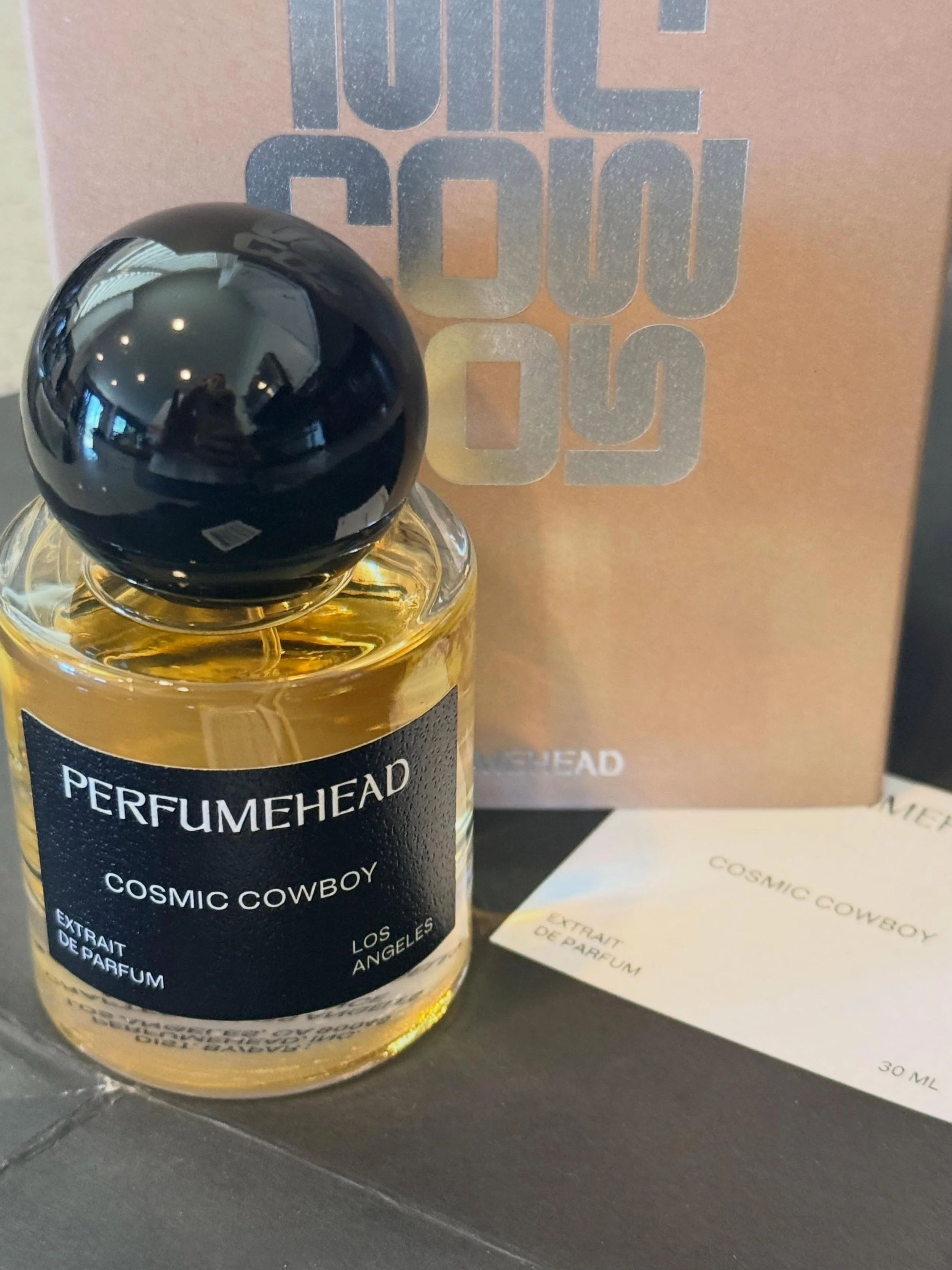 Cosmic Cowboy &mdash; @perfumehead_official 
Perfumer/Constance Georges-Picot 
Concentration
Extrait de Parfum
Launch Year
2022
Note Pyramid

Top Notes

* Galbanum
* Cinnamon Bark
* Orris / Orris Butter
* Lavender

Heart Notes

* Whiskey Accord (&ldq
