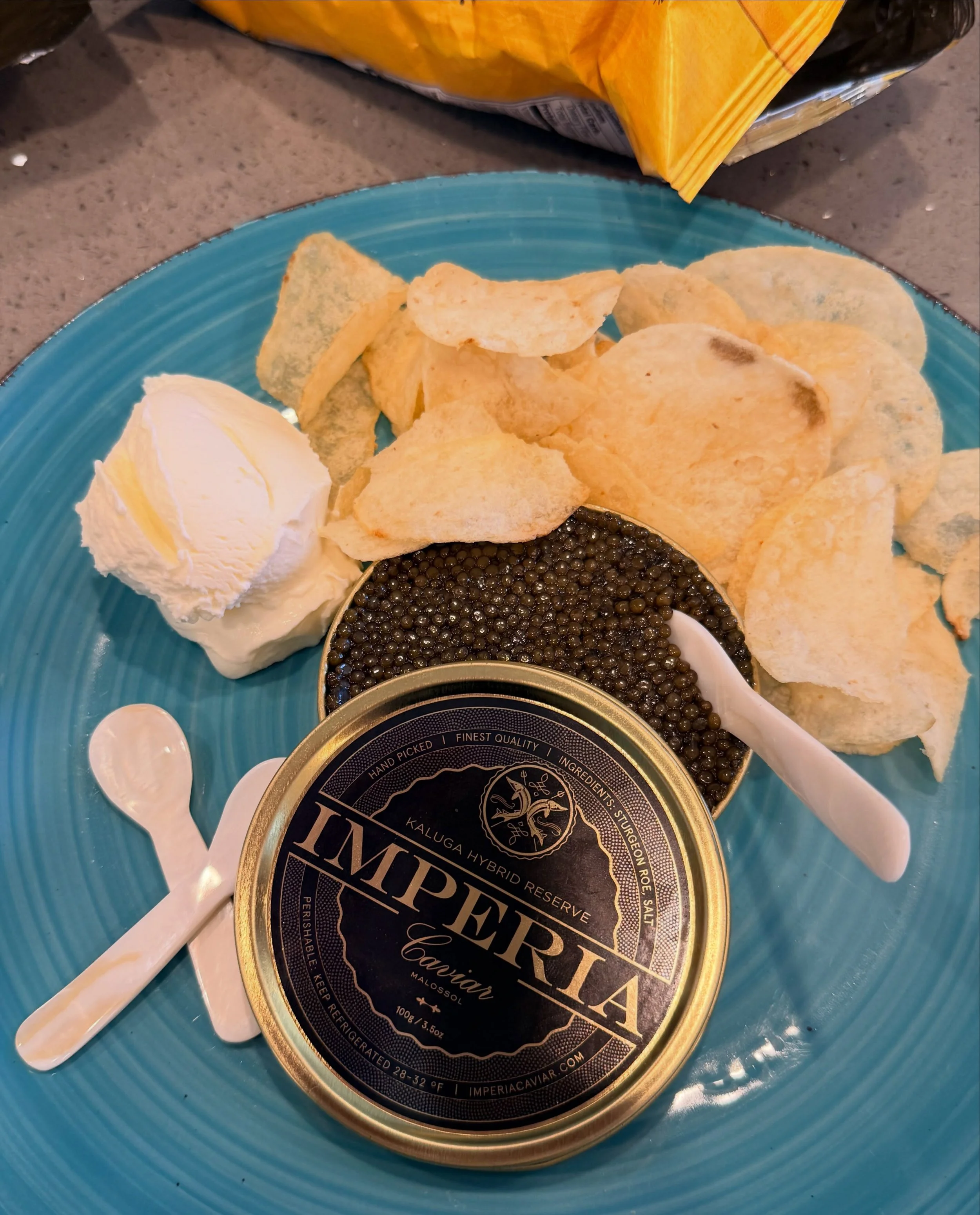 Producer : Imperia Caviar
Caviar: Kaluga Hybrid Reserve
Style: Malossol
Origin: Sustainably farm-raised sturgeon
Species: Kaluga sturgeon &times; Amur sturgeon
Scientific Names: Huso dauricus &times; Acipenser schrenckii
Common Name: Kaluga Hybrid or