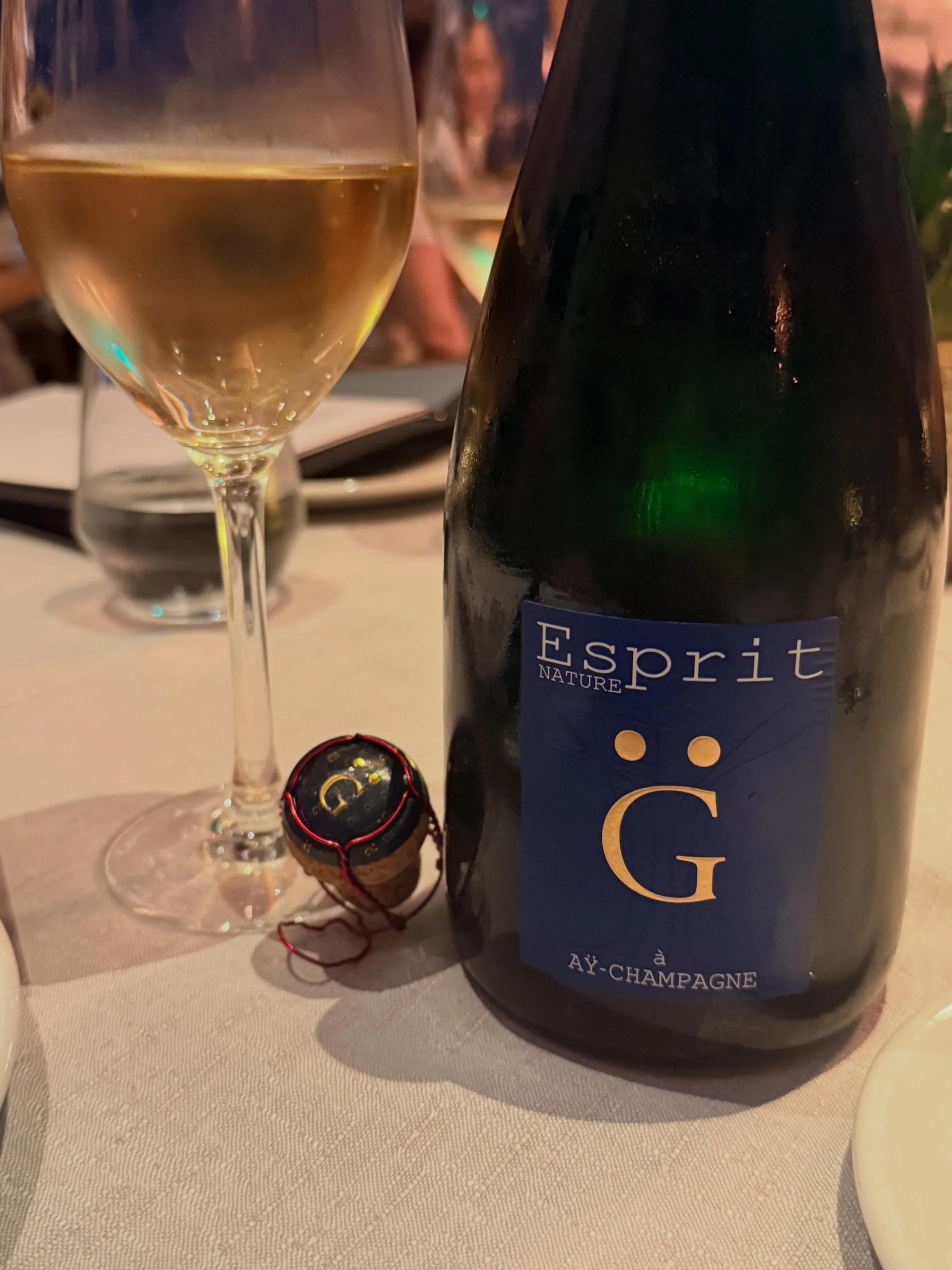 Cuv&eacute;e: Esprit Nature Brut
Producer: Henri Giraud
Origin: A&yuml;-Champagne, Champagne, France
Style: Brut, non-vintage Champagne 

Blend 80% Pinot Noir / 20% Chardonnay
Fermentation and maturation Oak barrels previously used for 3&ndash;6 wine