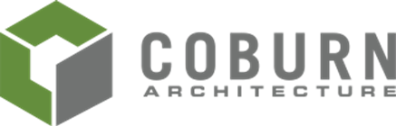 Coburn Architecture logo with a 3D cube design in green, black, and gray