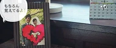 二人の人物がスマートフォンを持ち、ハート形の装飾がついた写真を撮っている。
