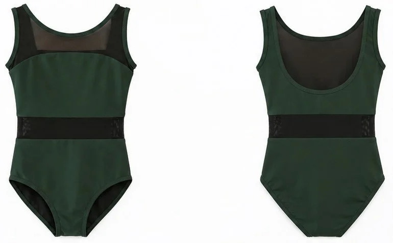 Daroch Forest Green Leotard with Black Mesh Second Act Collection
