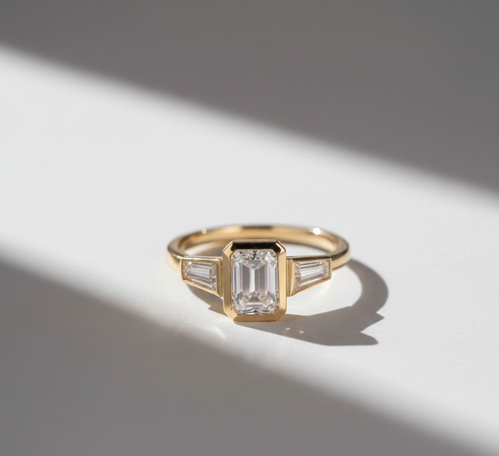 Architectural Grace, The Emerald Bezel with Tapered Baguettes