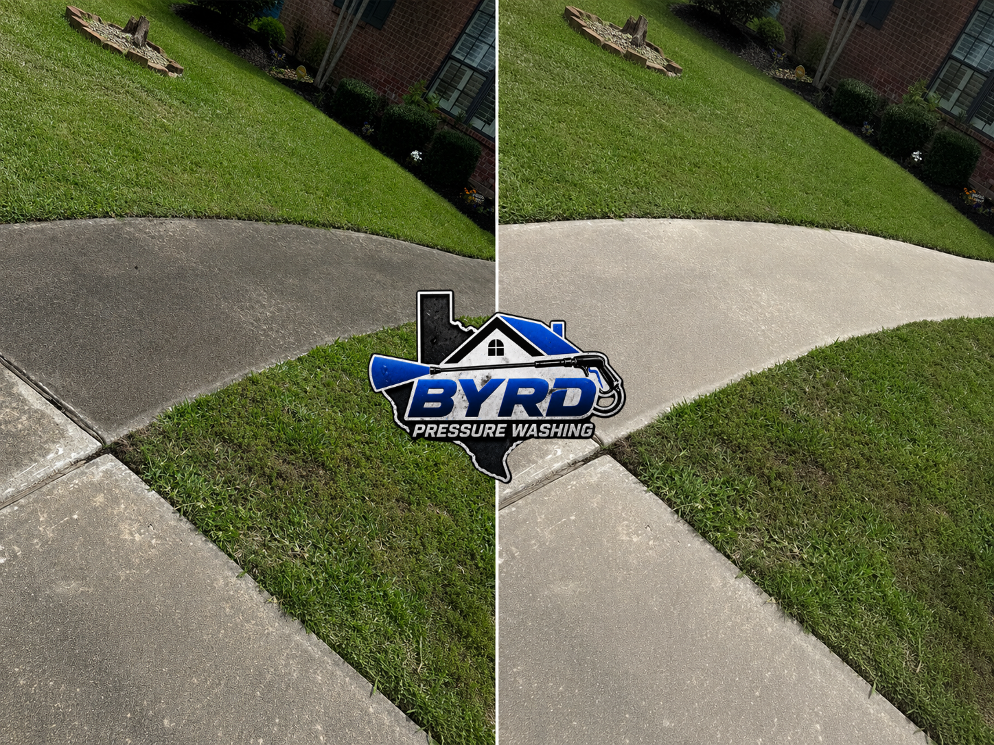 Professional pressure washing of an outdoor walkway by Byrd Pressure Washing in Angleton, Texas. Removing dirt, grime, and buildup for a clean finished surface.