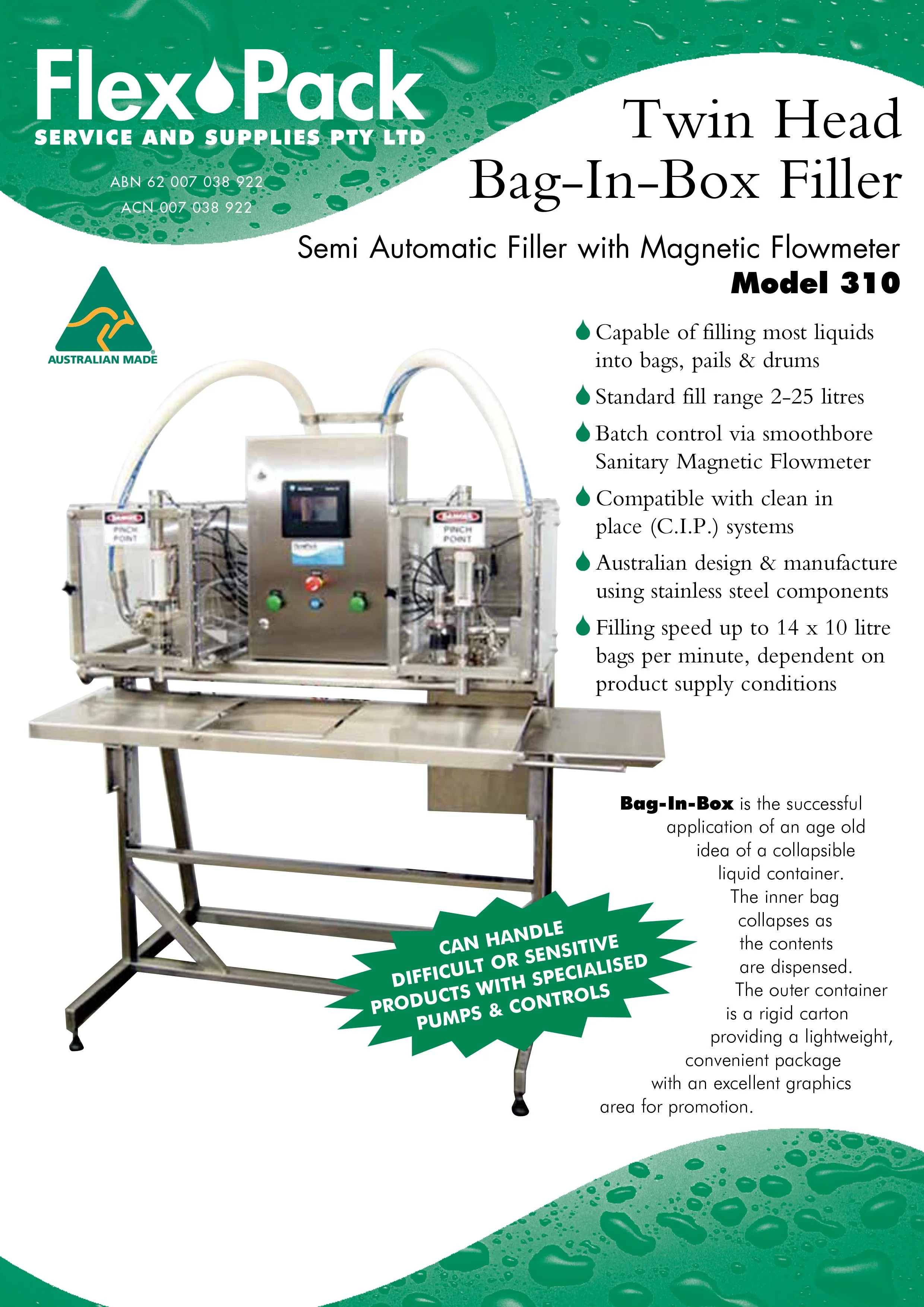 Model 310 Twin Head BIB Filler with Magnetic Flowmeter brochure