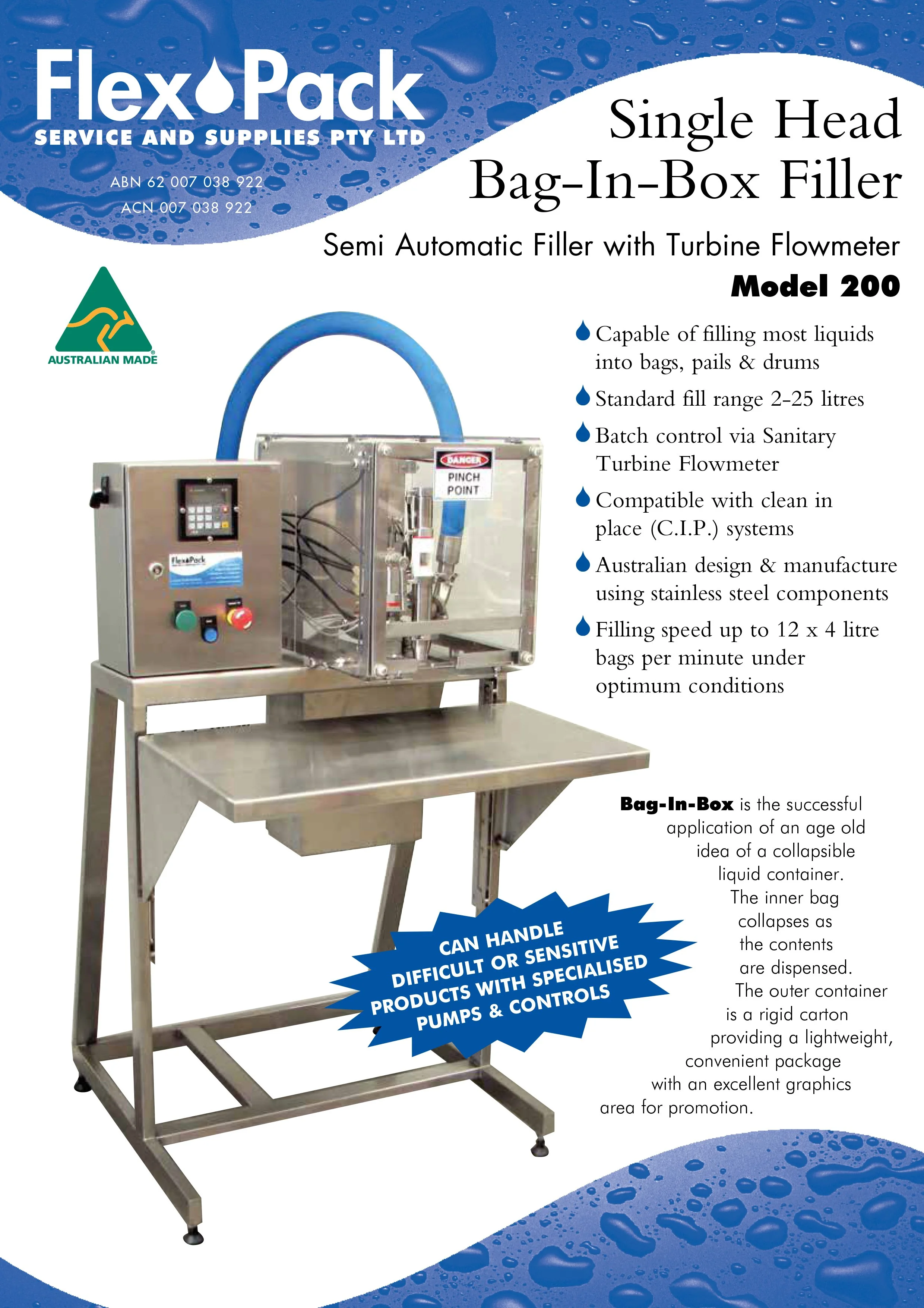 Model 200 Single Head BIB Filler with Turbine Flowmeter brochure