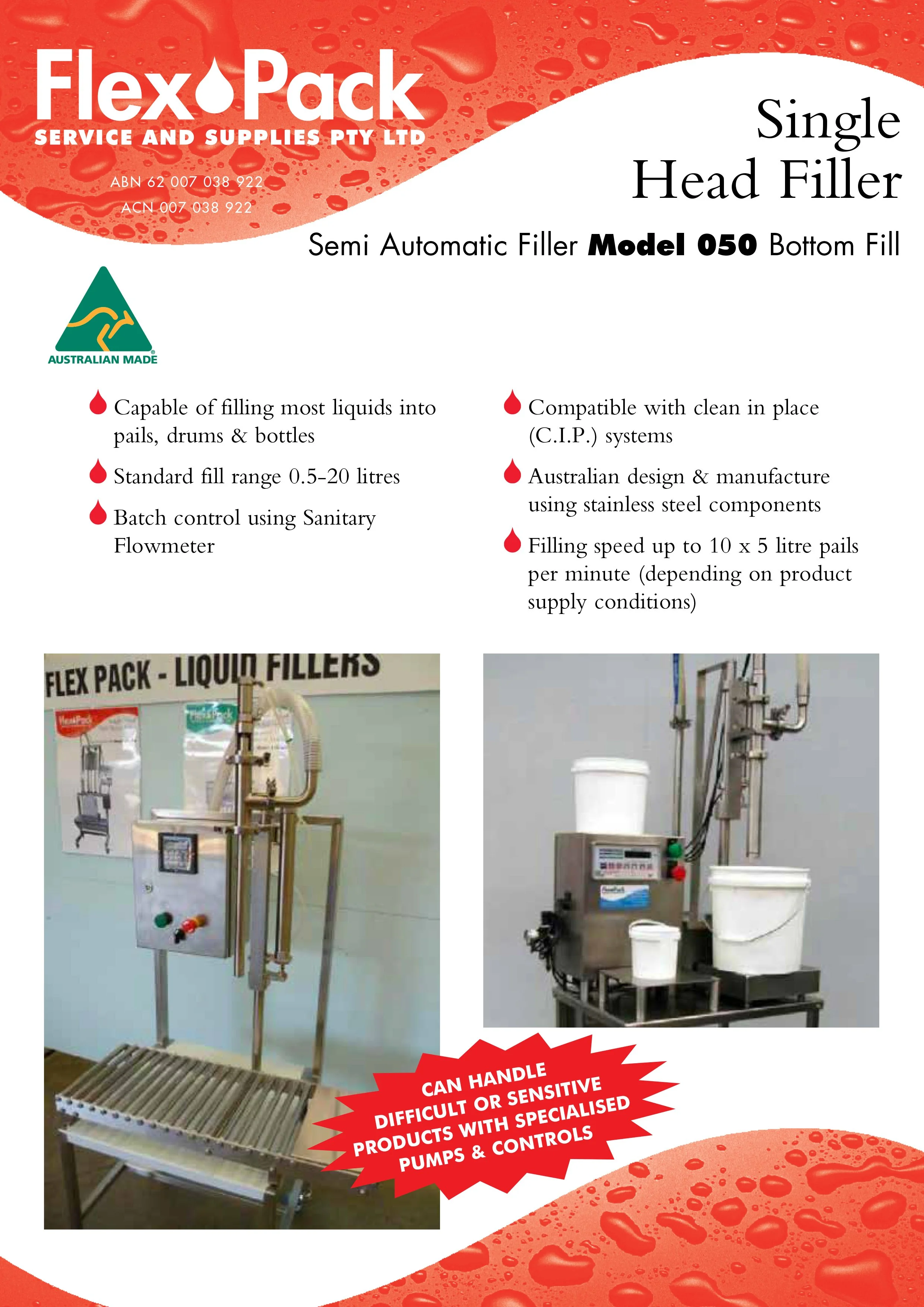 Model 050 Single Head Filler brochure