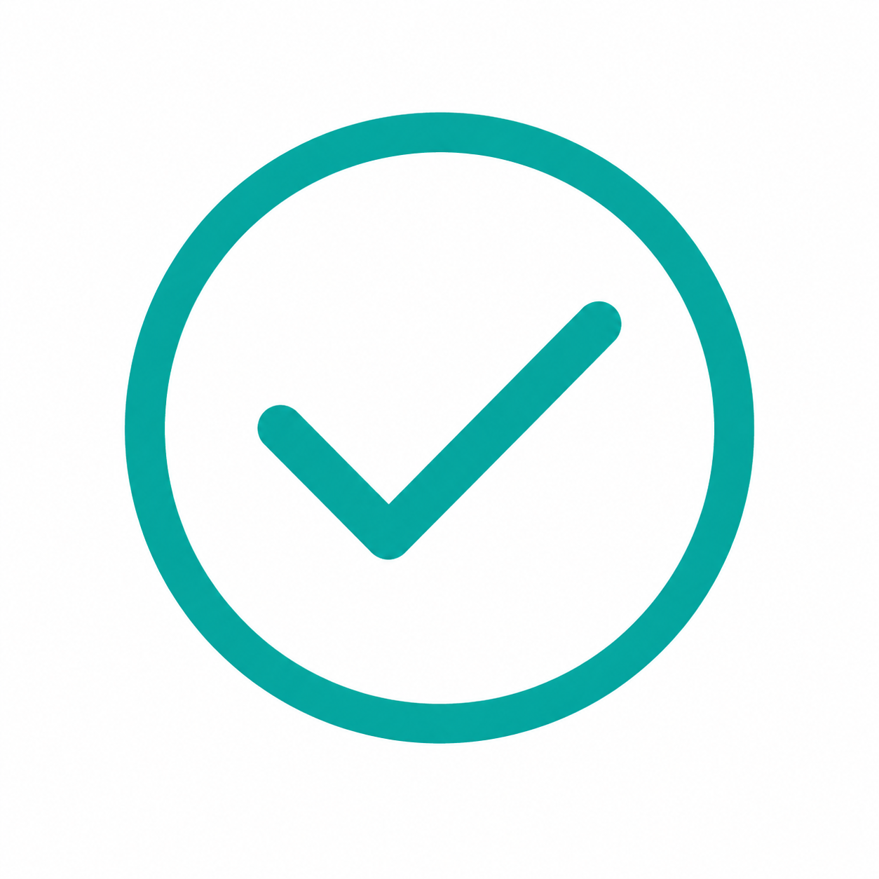 Green checkmark inside a circle on a white background.