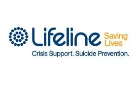 Lifeline logo with the tagline 'Saving Lives' and the description 'Crisis Support. Suicide Prevention.'