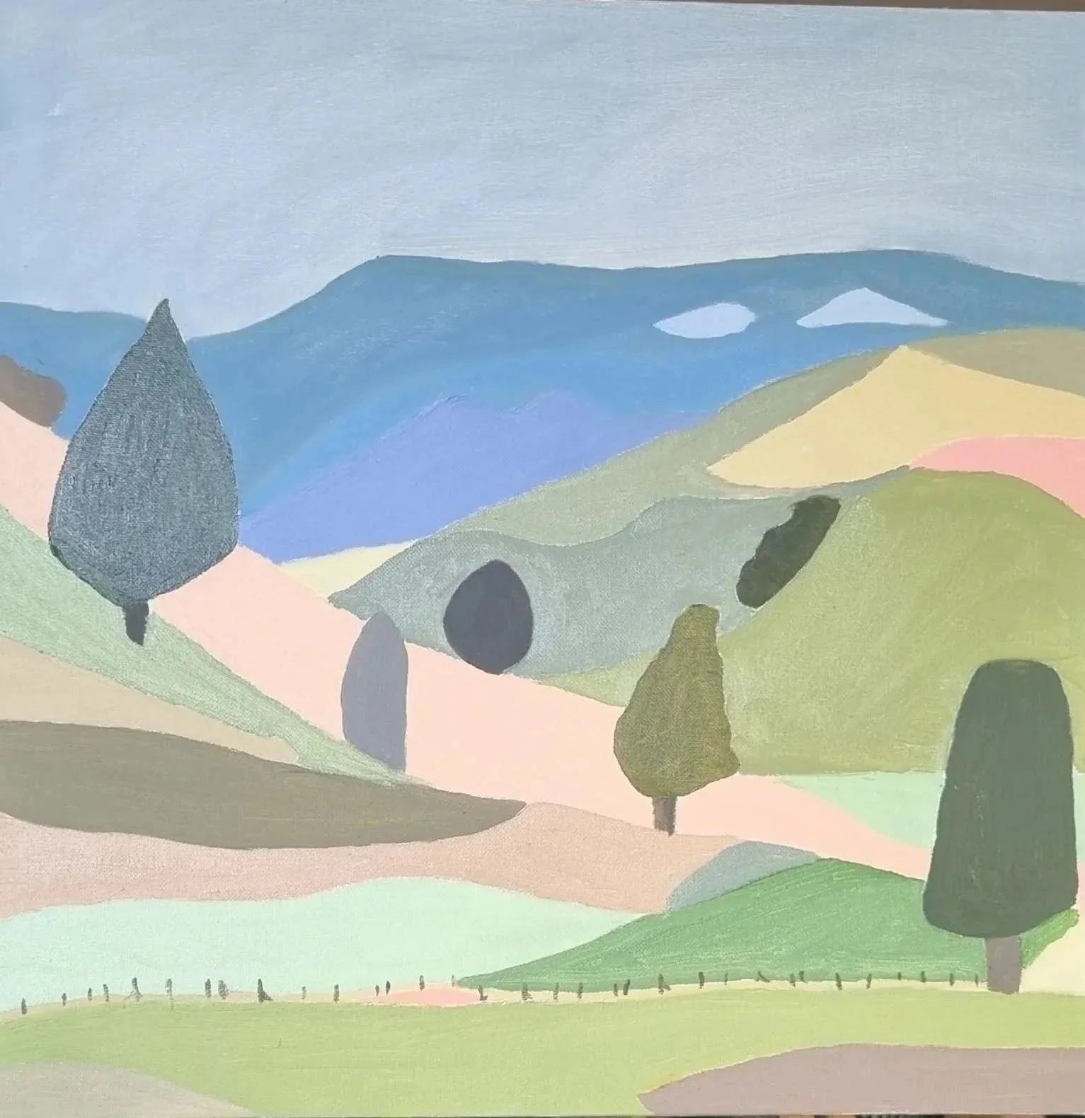 Hawke's Bay Farm 2 - Oil on canvas, framed, 48x48 cm