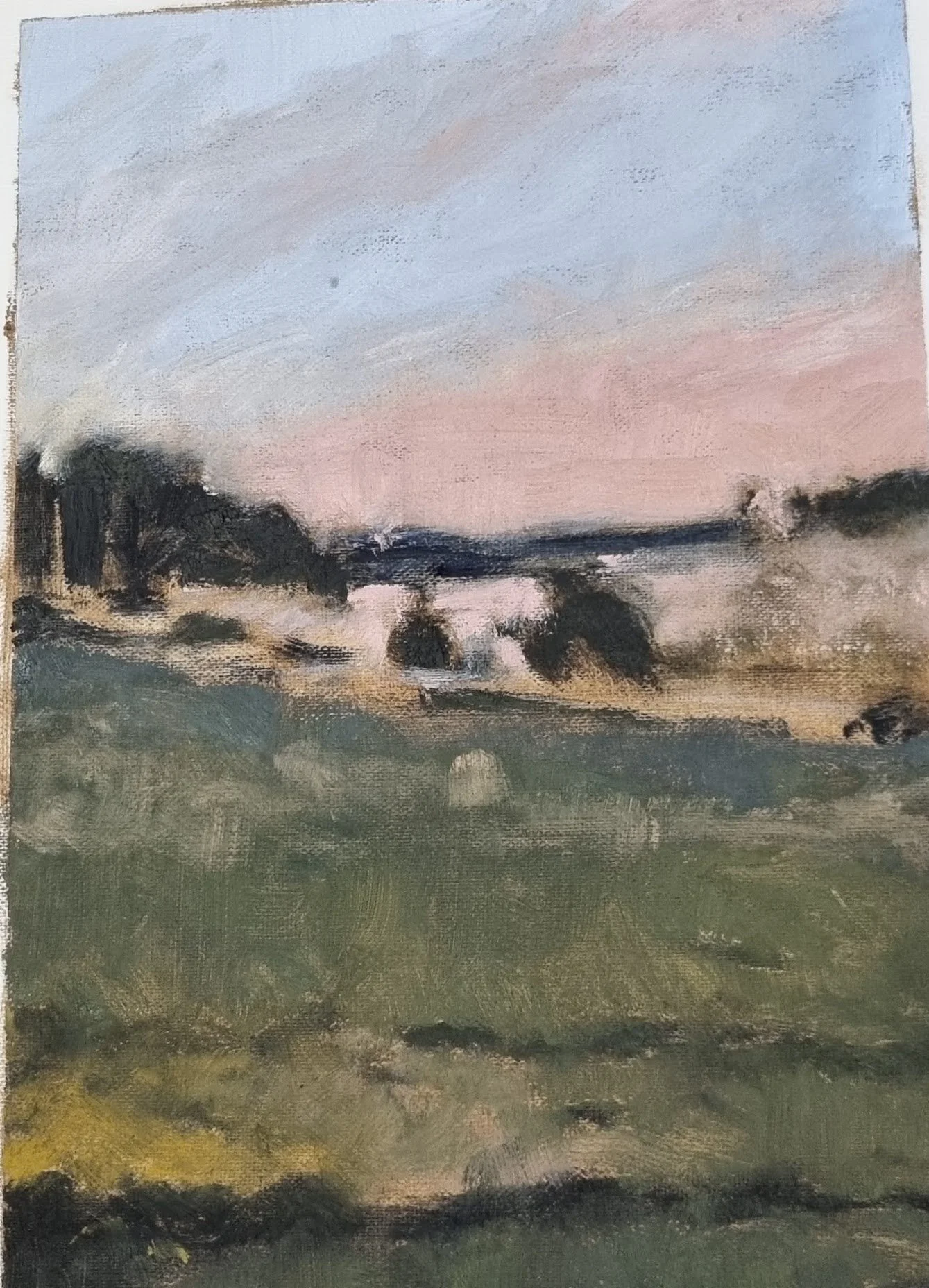 Misty Morning 2 - Oil on paper, framed, 22x30 cm