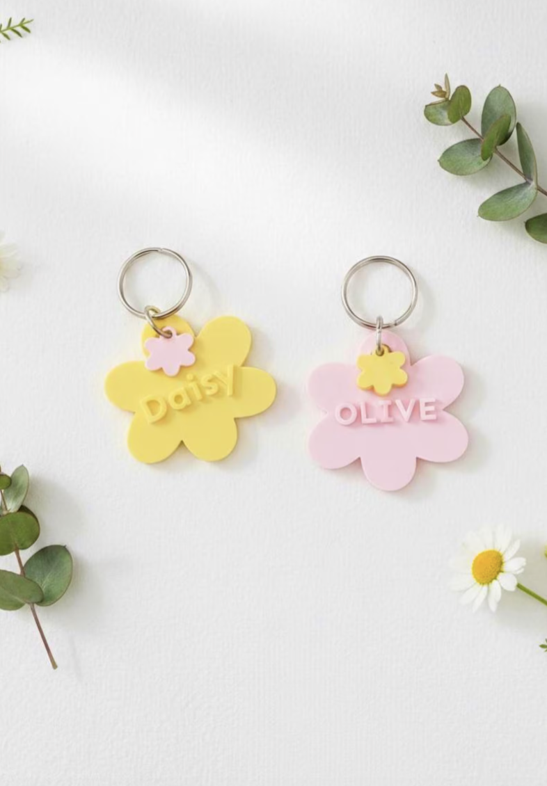 Flower Pet Tag with Charm