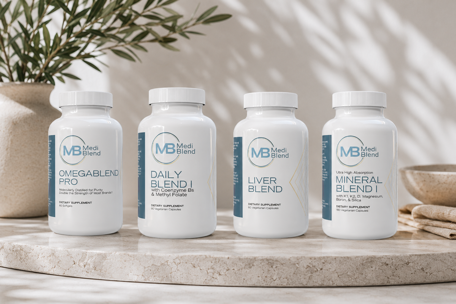 Four supplements on a marble slab