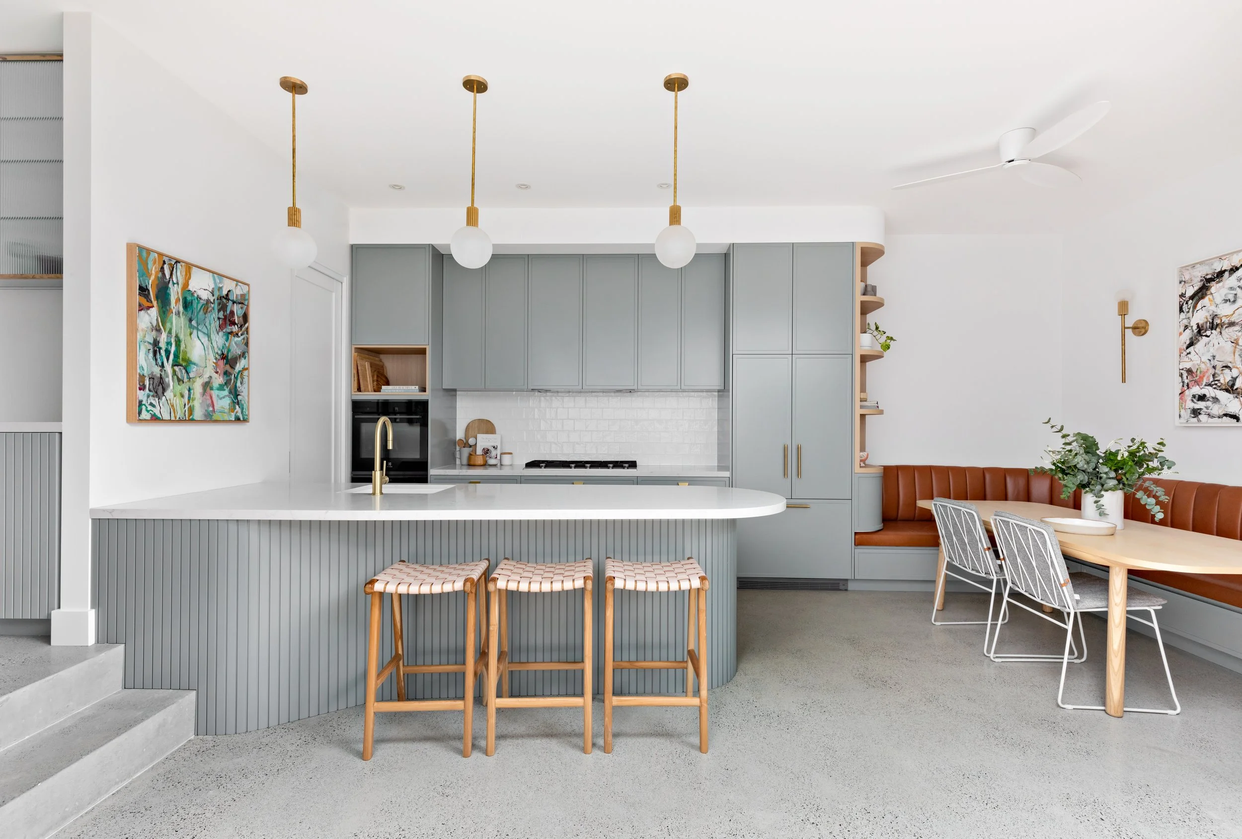 Forest Lodge sage green kitchen in partnership w/The Stables. Image credit: The Palm Co. 