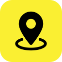 Yellow map location icon with a black pin symbol.
