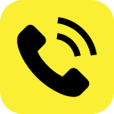 Icon of a yellow phone receiver with signal lines.