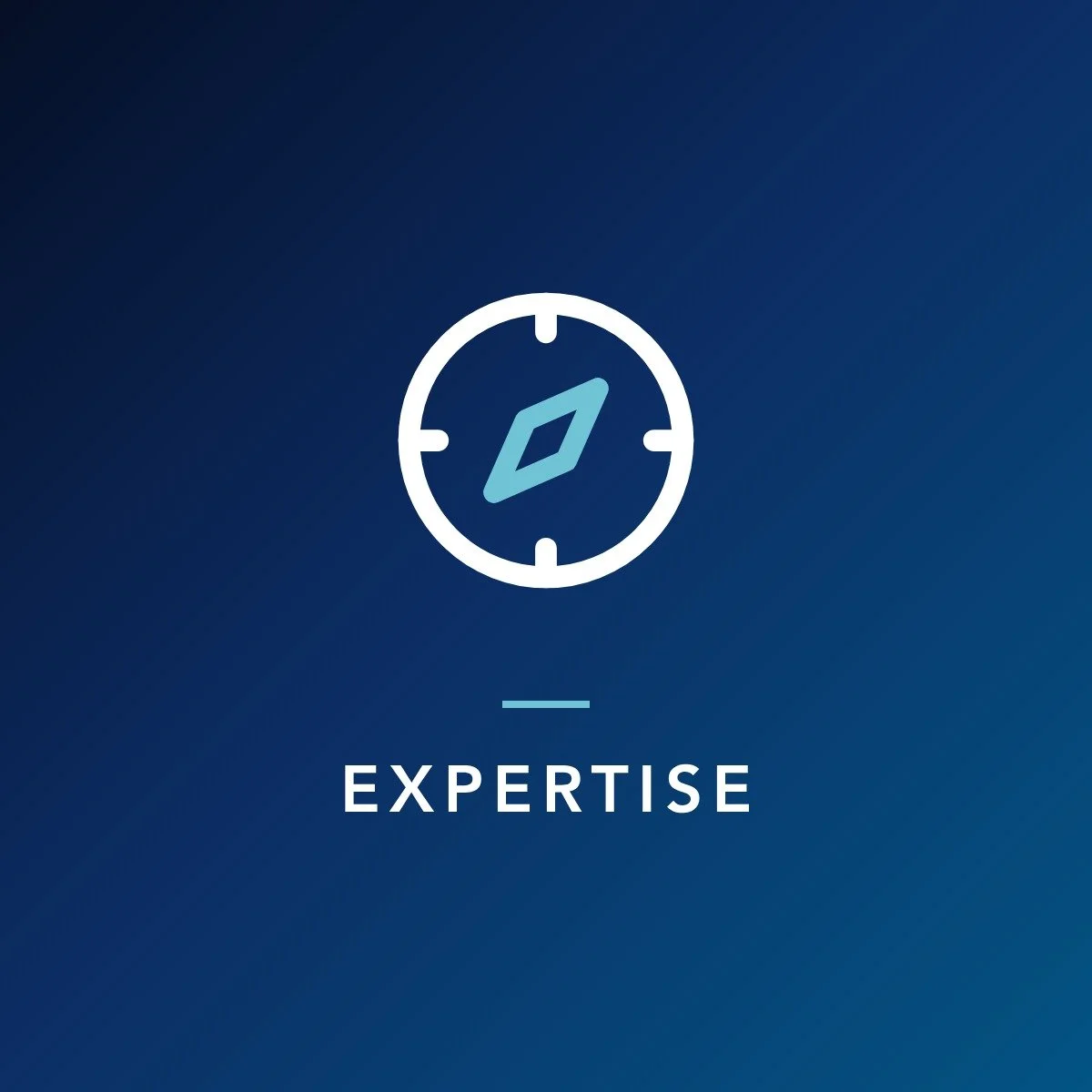 Graphic with a clock icon and the word 'Expertise' underneath, set against a blue background.