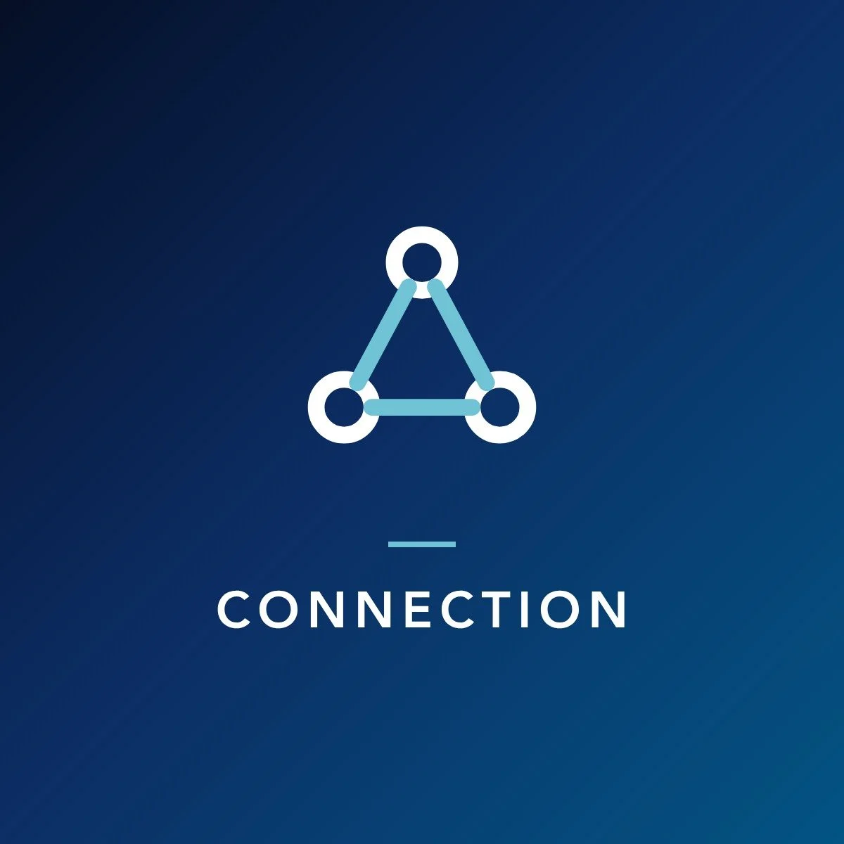 Stylized graphic of a triangular connection with three interconnected circles, and the word 'CONNECTION' below.