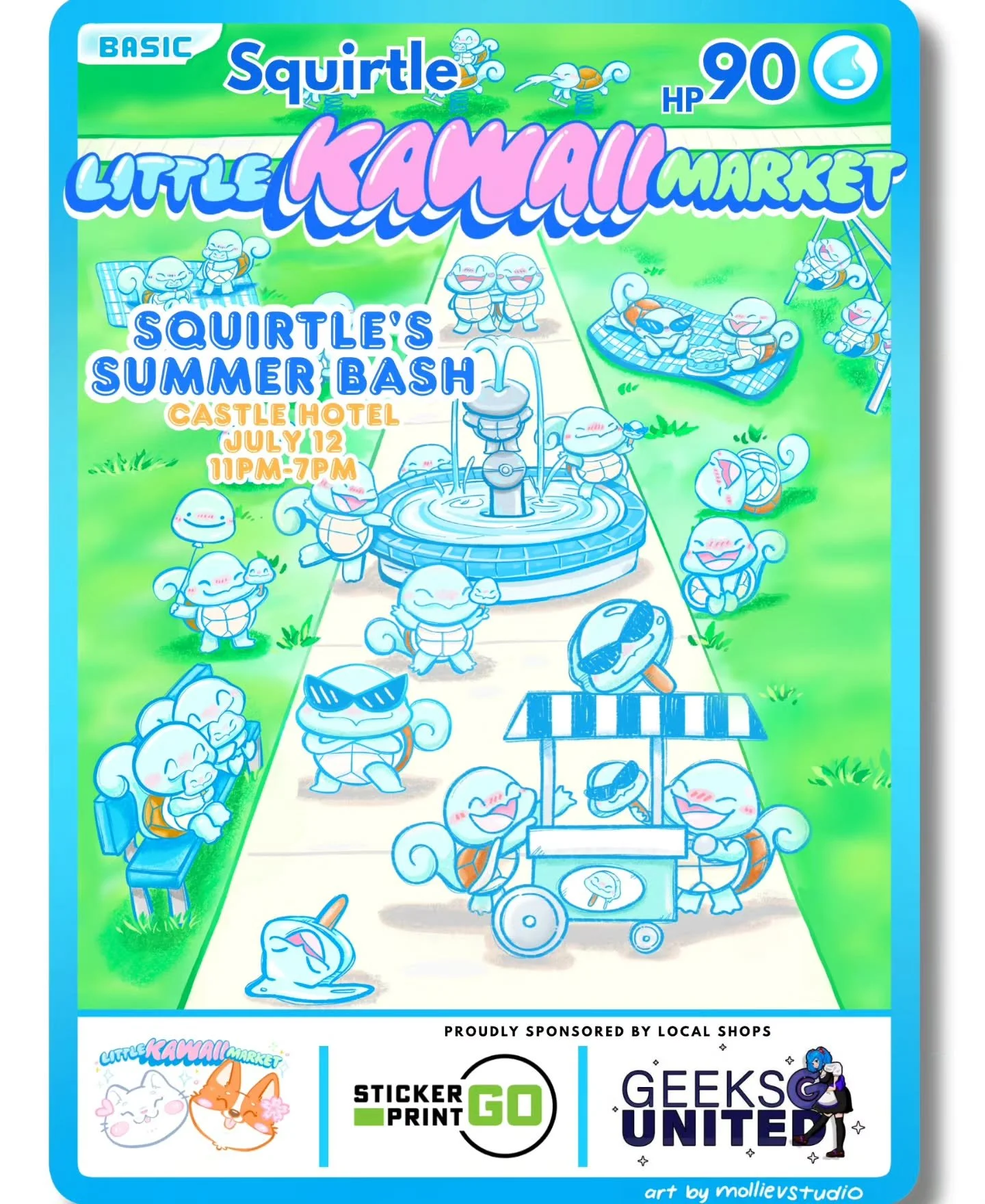 💦🌞💦💙Squirtle's Summer Bash!!!💙💦🌞💦

It's Officially Summer time &amp; Squirtle's throwing the Best Summer Bash of the season! Orlando, come hang out with all your favorite TCG &amp; Kawaii Market Besties at the Castle Hotel!

✨️Little Kawaii M