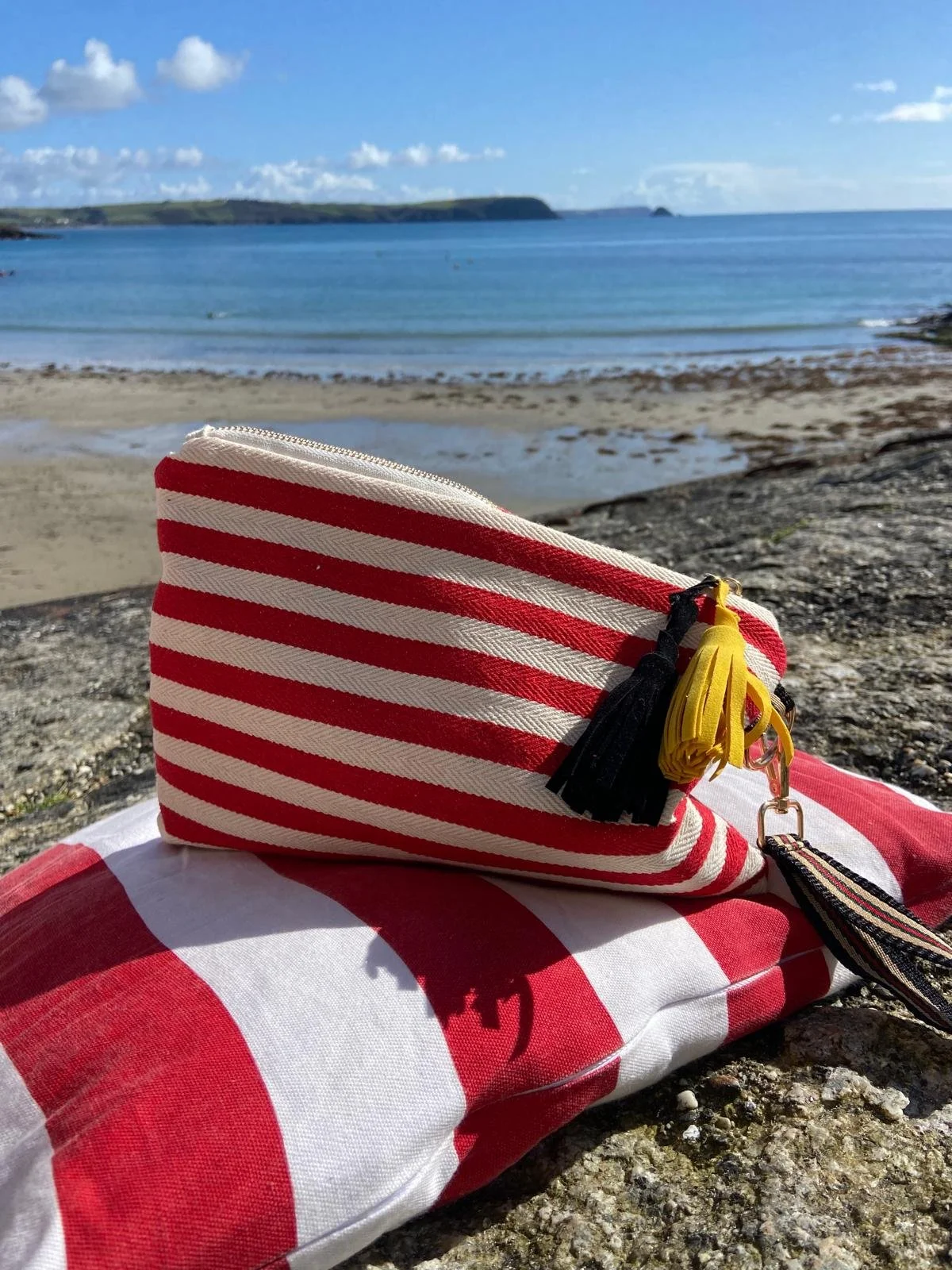 Cove Striped Clutch Bag (Coastal Canvas Pouch)