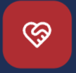 Red app icon with a white heart-shaped lock symbol in the center